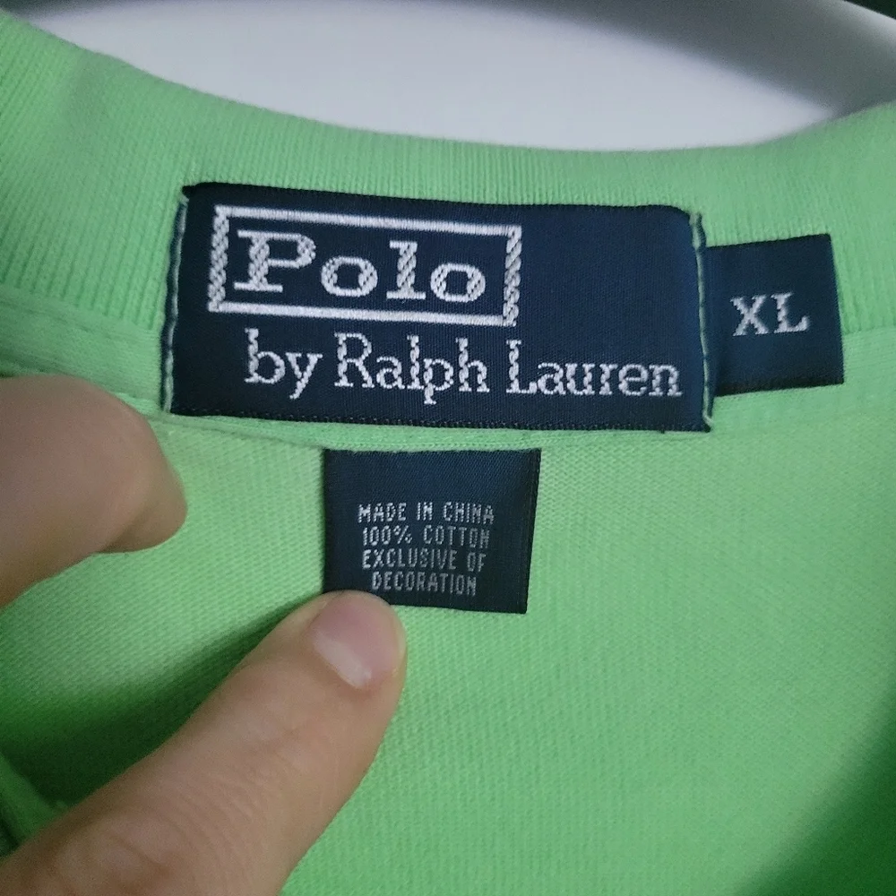 Ralph Lauren Polo Green Short Sleeve Purple Pony Men's XL